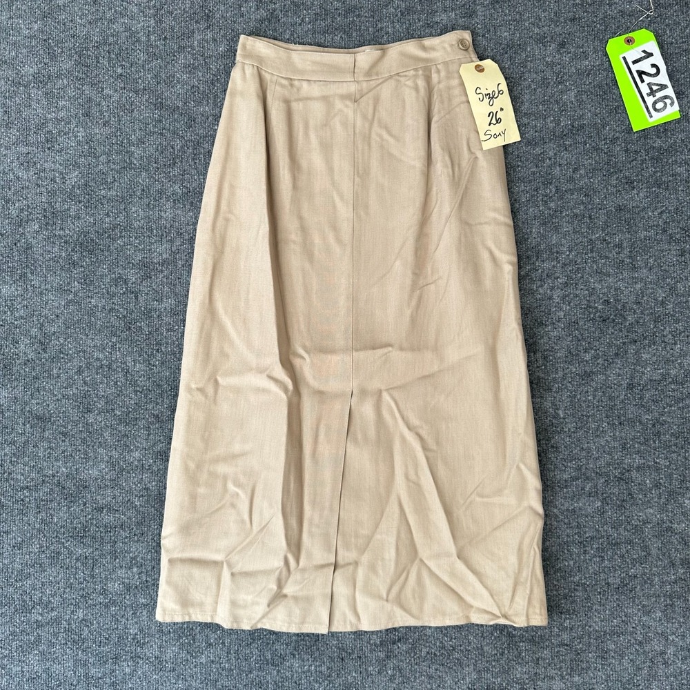 Harve Benard Alice John Rogers Midi Pencil Skirt Womens 6 Tan Vented Career Work